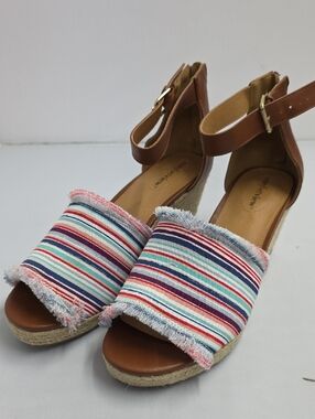Comfortview Espadrille Wedge Striped Canvas Boho Women's 10WW